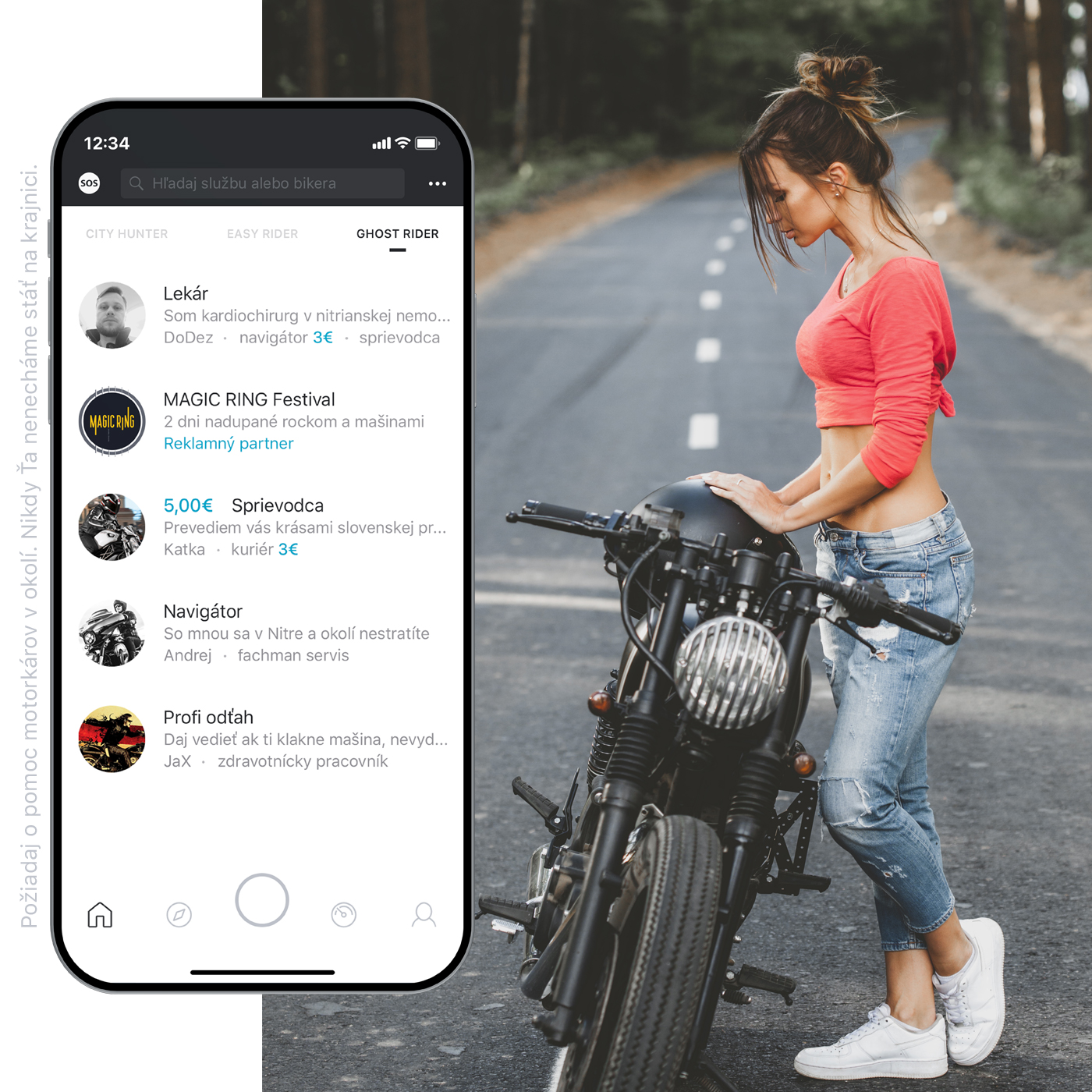 Služba Ghost Rider v aplikácii HBC Bikers App
