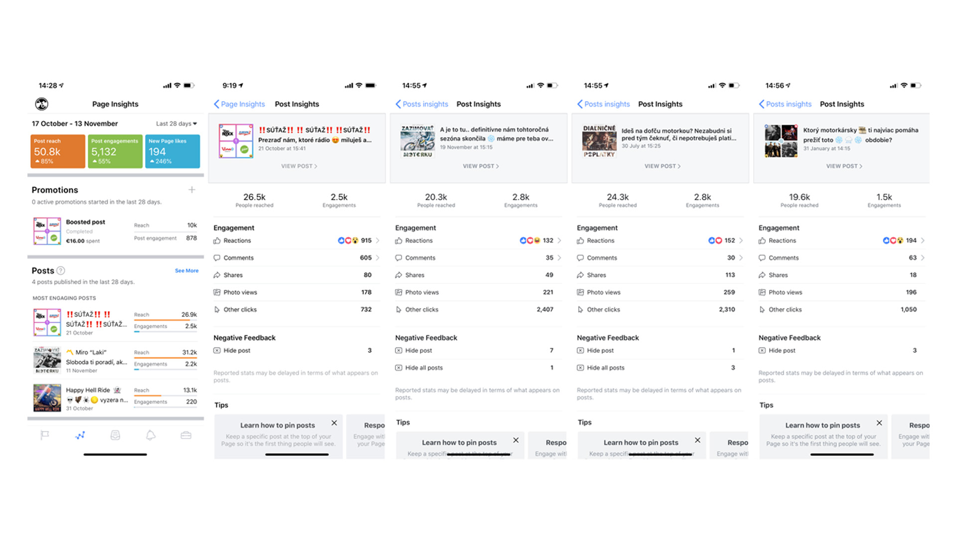 Príspevky na Facebook a Instagram pre HBC Bikers App 2019