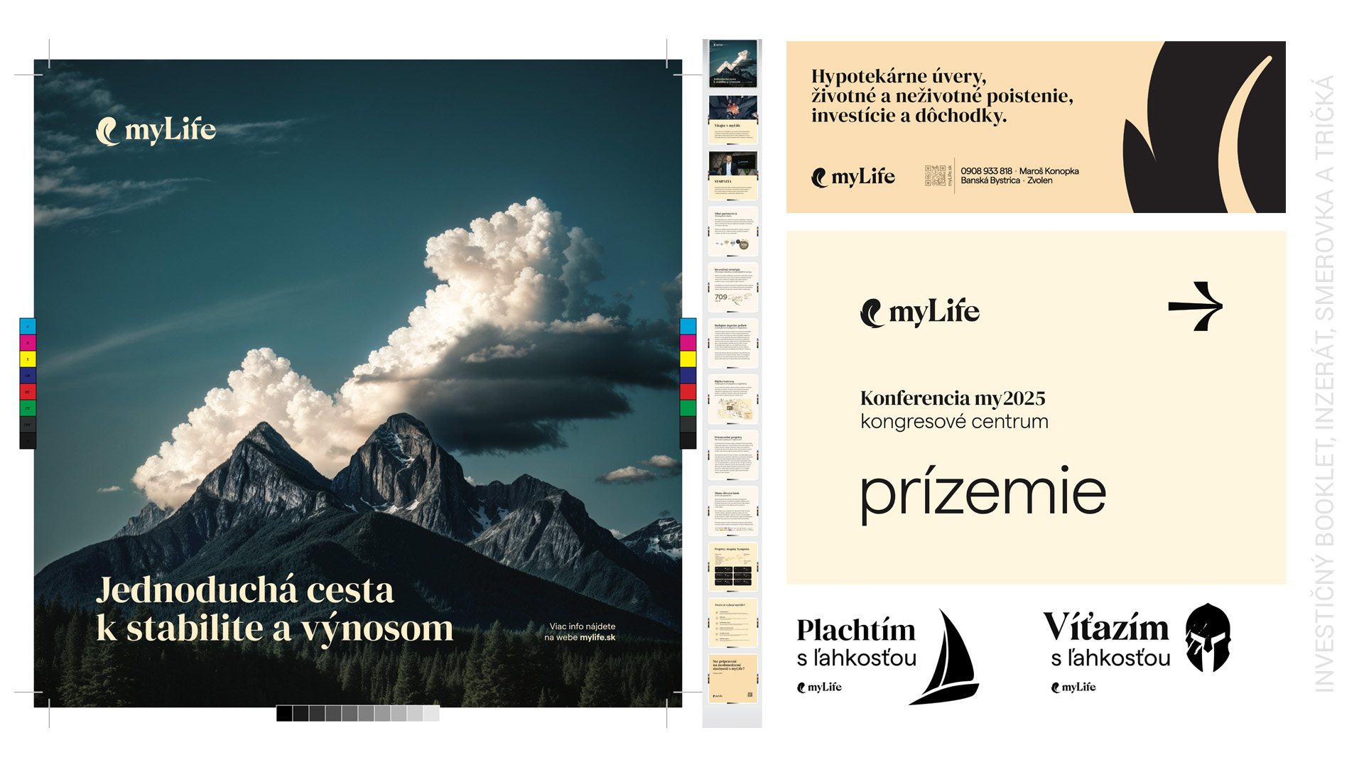 Investičný booklet, inzerát, smerovka a tričká